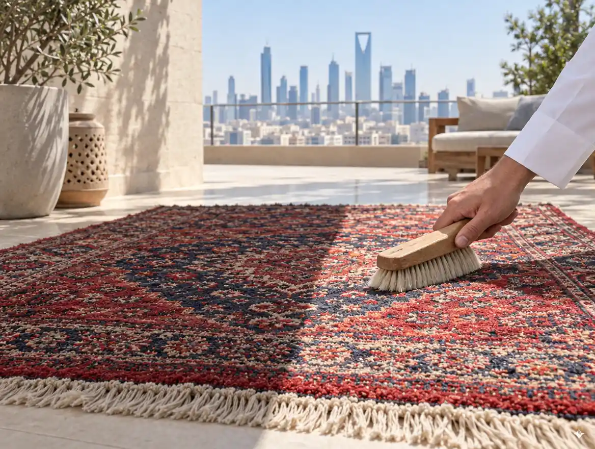 صورة توضيحية لخدمة غسيل سجاد يدوي
