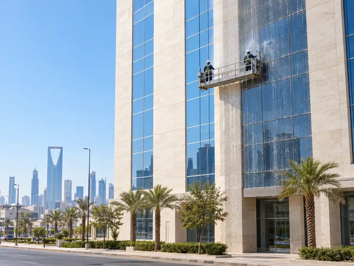 صورة توضيحية لخدمة تنظيف الواجهات