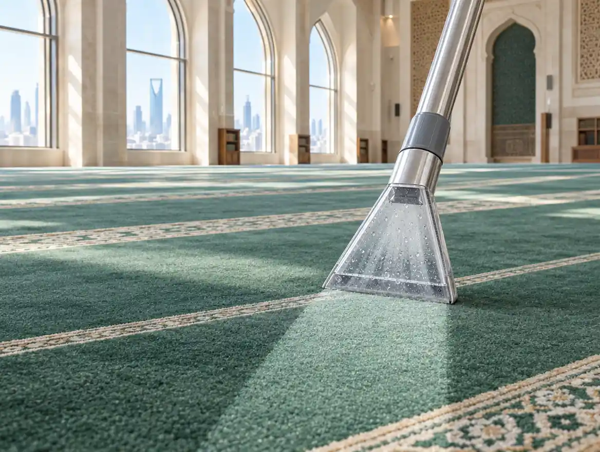 صورة توضيحية لخدمة تنظيف سجاد المساجد